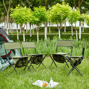English Elm 4-piece Folding Portable Camping Chair Set with Oxford Cloth and Under-seat Storage Pocket W24172219