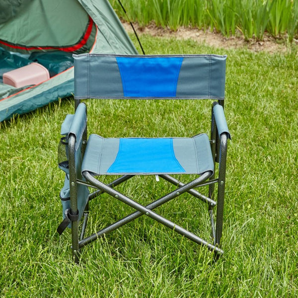 English Elm 2-piece Padded Directors Folding Chairs Steel Frame Oxford Cloth Outdoor Camping Set W24178768