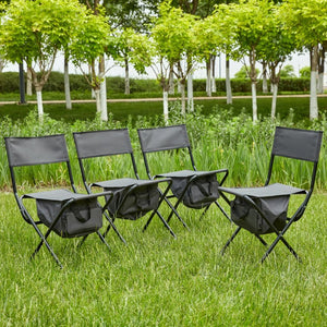 English Elm 4-piece Folding Camp Chair Set with Oxford Cloth Seat and Built-in Storage Pocket W24172222