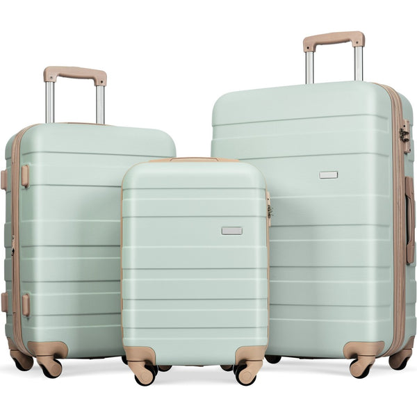English Elm Luggage Abs Hardshell 3 Piece Set Spinner Wheels Tsa Lock Lightweight Travel Suitcases N726P203164E