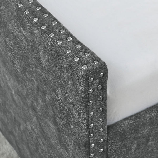 English Elm Queen Upholstery Daybed with Storage Drawers, Tufted Back & Nailhead Arms, 80"x60" Sleeper, 500lb Capacity Grey W1413S00009