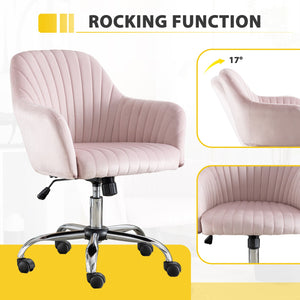 English Elm Accent breathable fleece office leisure chair with streamlined backrest, adjustable height & casters for modern spaces Pink W1521108571