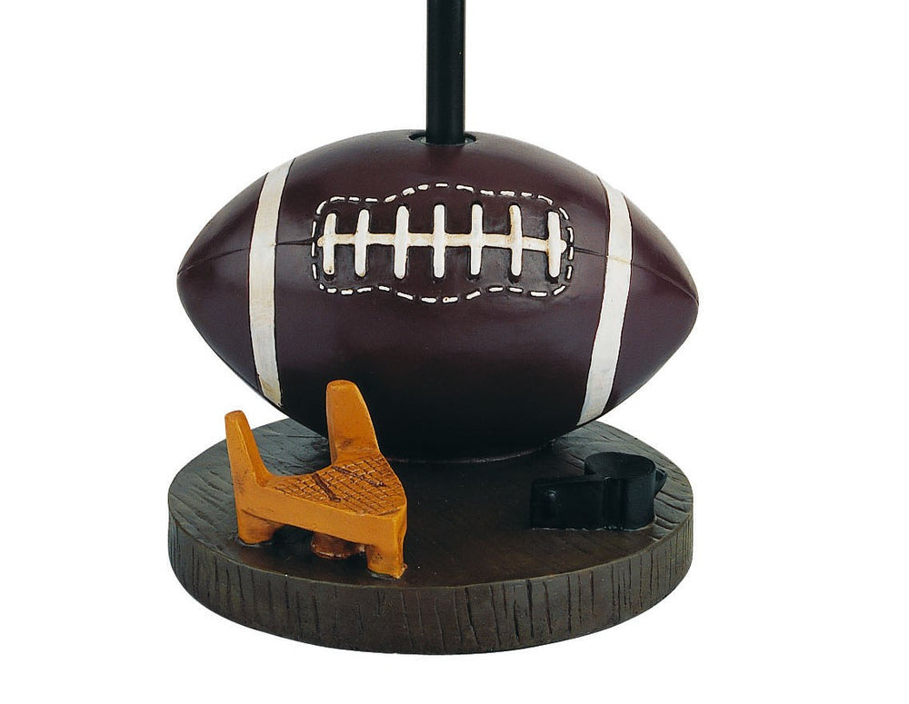 English Elm 15.75"H Football Resin Table Lamp with White Fabric Shade & Black Lining, Brown Mix, UL Listed B080107017