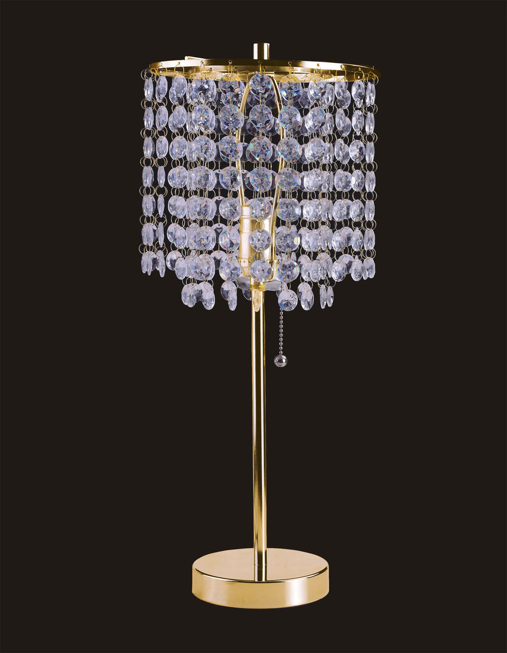 English Elm 19"H Gold Crystal-Inspired Pull Table Lamp with Beaded Accent, Vintage Polished Finish, UL Listed B080107010