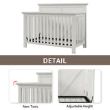 Hearth and Haven 4 in 1 Convertible Baby Crib, Converts to Toddler Bed, Daybed and Full Size Bed, White BS301604AAK