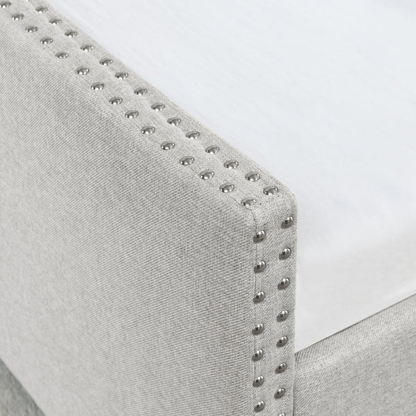 English Elm Queen Upholstery Daybed with Storage Drawers, Tufted Back & Nailhead Arms, 80"x60" Sleeper, 500lb Capacity Beige W1413S00010