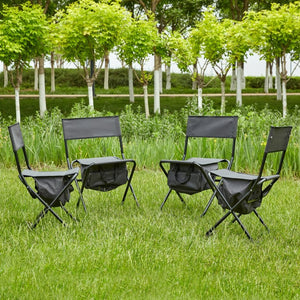 English Elm 4-piece Folding Camp Chair Set with Oxford Cloth Seat and Built-in Storage Pocket W24172222