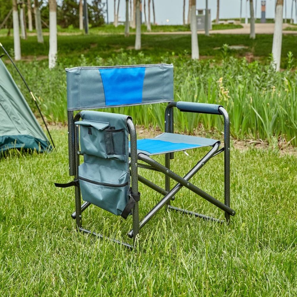 English Elm 2-piece Padded Directors Folding Chairs Steel Frame Oxford Cloth Outdoor Camping Set W24178768