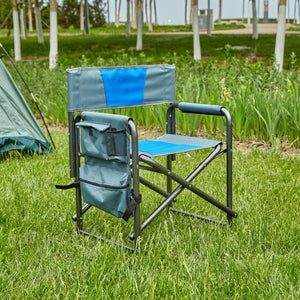English Elm 2-piece Padded Directors Folding Chairs Steel Frame Oxford Cloth Outdoor Camping Set W24178768