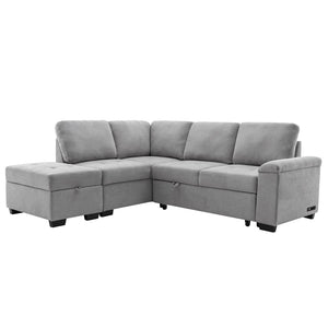 English Elm Sleeper Sectional Velvet Sofa with Usb Ports Ottoman Storage for Apartment Living SG000250AAE