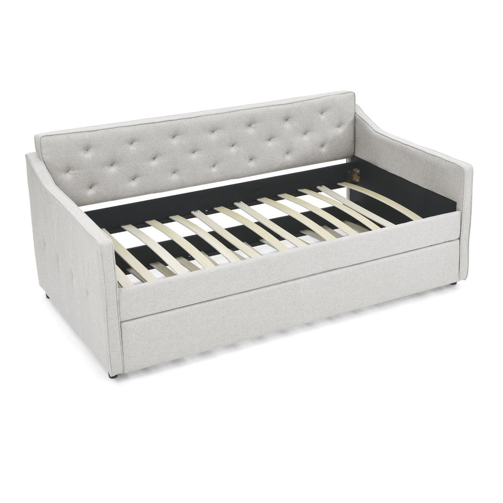 English Elm Twin Size Daybed With Trundle - Upholstered Tufted Sofa Bed, Chic Waved Arms, Ideal For Guests W1413S00012-GIGA