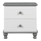 Hearth and Haven Wooden Nightstand with Two Drawers For Kids, End Table For Bedroom, White+Gray WF305173AAE