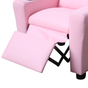 English Elm Marisa Youth Pu Leather Recliner Chair with Cupholder for Kids Bedroom Playroom Pink B061110701