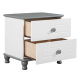 Hearth and Haven Wooden Nightstand with Two Drawers For Kids, End Table For Bedroom, White+Gray WF305173AAE