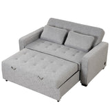 English Elm 66.5" Upholstered Sleeper Bed , Pull Out Sofa Bed Couch Attached Two Throw Pillows,Dual Usb Charging Port and Adjustable Backrest For Living Room Space, Gray