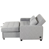 English Elm 66.5" Upholstered Sleeper Bed , Pull Out Sofa Bed Couch Attached Two Throw Pillows,Dual Usb Charging Port and Adjustable Backrest For Living Room Space, Gray