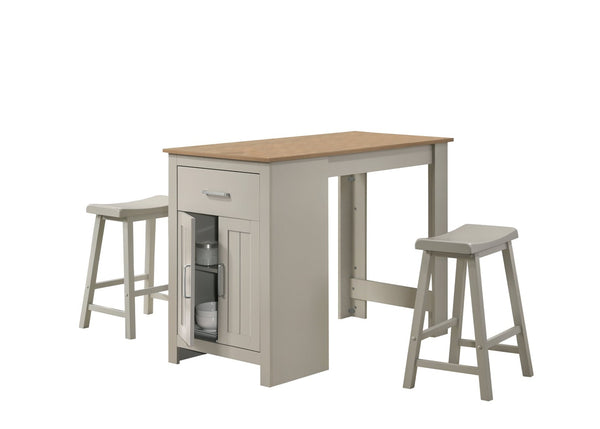 English Elm Alonzo Small Space Counter Height Dining Set with Storage Cabinet and Two Stools B061S00690