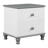 Hearth and Haven Wooden Nightstand with Two Drawers For Kids, End Table For Bedroom, White+Gray WF305173AAE