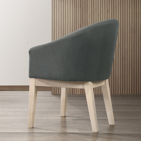 English Elm Neroli Barrel Accent Chairs Set of 2 Gray Upholstered with Oak Legs for Living Room B061110740
