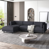 Modern Convertible Sectional Sofa with Reversible Footstool, Durable Legs, and Thick Cushions - 102.40 x 63.50 x 26.00