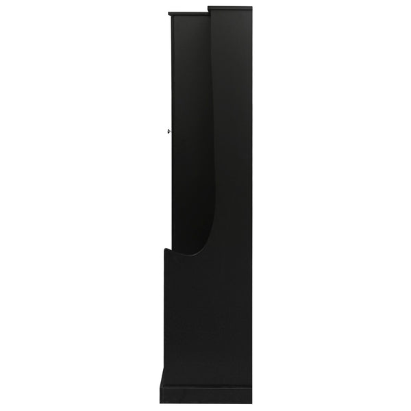 English Elm On-trend Matte Finish Hall Tree with Flip Bench Shoe Storage and Hanging Hooks Black WF304223AAB