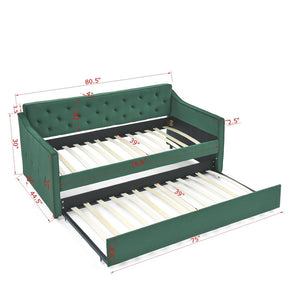 English Elm Twin Size Daybed With Trundle - Stylish Upholstered Sofa Bed For Small Spaces & Guest Rooms W1413S00013-GIGA