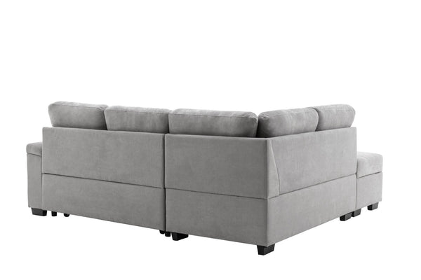 English Elm Sleeper Sectional Velvet Sofa with Usb Ports Ottoman Storage for Apartment Living SG000250AAE
