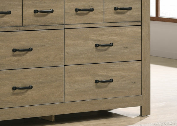 English Elm Finn Wide 6 Drawer Dresser in Coffee Gray Oak with Matte Black Hardware Bedroom Storage B061110743