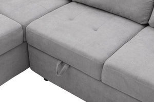 English Elm Sleeper Sectional Velvet Sofa with Usb Ports Ottoman Storage for Apartment Living SG000250AAE