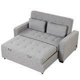 English Elm 66.5" Upholstered Sleeper Bed , Pull Out Sofa Bed Couch Attached Two Throw Pillows,Dual Usb Charging Port and Adjustable Backrest For Living Room Space, Gray