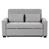 English Elm 66.5" Upholstered Sleeper Bed , Pull Out Sofa Bed Couch Attached Two Throw Pillows,Dual Usb Charging Port and Adjustable Backrest For Living Room Space, Gray