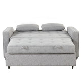 English Elm 66.5" Upholstered Sleeper Bed , Pull Out Sofa Bed Couch Attached Two Throw Pillows,Dual Usb Charging Port and Adjustable Backrest For Living Room Space, Gray