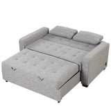 English Elm 66.5" Upholstered Sleeper Bed , Pull Out Sofa Bed Couch Attached Two Throw Pillows,Dual Usb Charging Port and Adjustable Backrest For Living Room Space, Gray