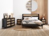 Hearth and Haven 4 Piece Bedroom Set with Platform Queen Bed, 2 Nightstands and Dresser, Black and Natural