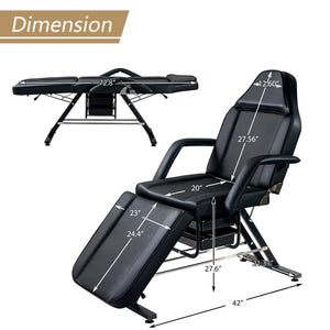 English Elm Massage Salon Bed with Hydraulic Stool Two Trays Faux Leather Spa Treatment Table Black W1422132166