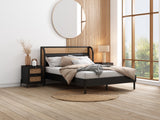 Hearth and Haven Kyle 3-Piece Bedroom Set with Platform Queen Bed and 2 Nightstands, Black and Natural BS310220AAB