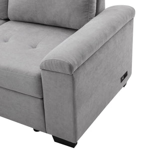 English Elm Sleeper Sectional Velvet Sofa with Usb Ports Ottoman Storage for Apartment Living SG000250AAE