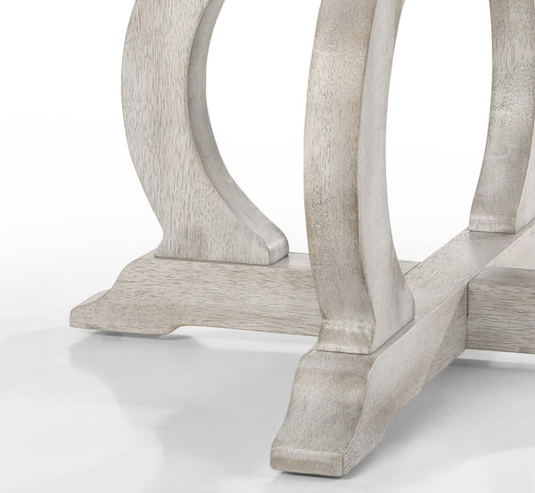 English Elm Havanna Round Pedestal Dining Table Distressed Walnut Veneer Cross Base Seats Four B061S00673