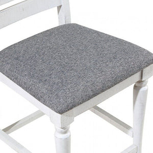 English Elm Majestic Solid Wood Counter Height Dining Chairs Farmhouse Ladder Back Gray Cushion B011110878
