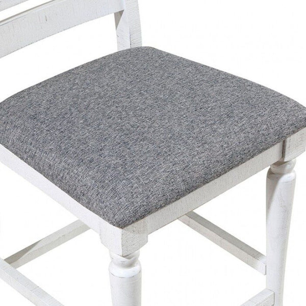 English Elm Majestic Solid Wood Counter Height Dining Chairs Farmhouse Ladder Back Gray Cushion B011110878