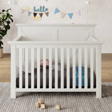 Hearth and Haven 4 in 1 Convertible Baby Crib, Converts to Toddler Bed, Daybed and Full Size Bed, White