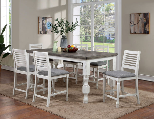 English Elm Majestic Solid Wood Counter Height Dining Chairs Farmhouse Ladder Back Gray Cushion B011110878