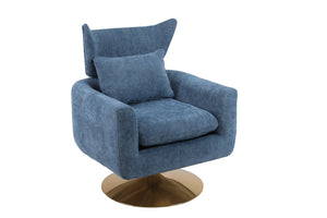English Elm Classic Mid-Century Swivel Accent Chair with Linen Upholstery, Iron Legs, 300lb Capacity, Modern Comfort Blue W1361104586