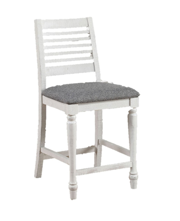 English Elm Majestic Solid Wood Counter Height Dining Chairs Farmhouse Ladder Back Gray Cushion B011110878