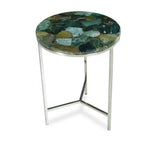 Steve Silver Accent Side Table: Clean Lines, Jasper Stone Top, Emerald & Chrome Base