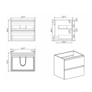 English Elm Alice 24" Walnut Bathroom Vanity - Modern Floating Design With Large Storage & Black Sink Basin W1865S00007