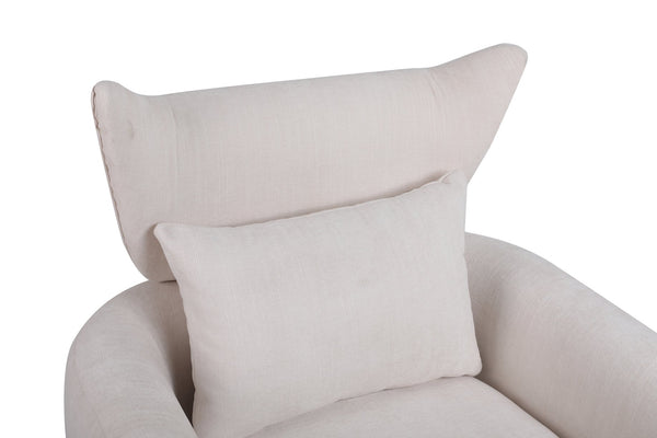 English Elm Classic Mid-Century Swivel Accent Chair with Linen Upholstery, Iron Legs, 300lb Capacity, Modern Comfort Beige W1361104580