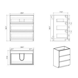 English Elm Alice 30" Gray Bathroom Vanity With Soft-Close Drawers, Modern One-Piece Sink, Pre-Assembled Elegance W1865S00029