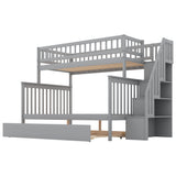 Hearth and Haven Spacey Twin over Full Bunk Bed with Trundle and Staircase, Grey GX000403AAE-1