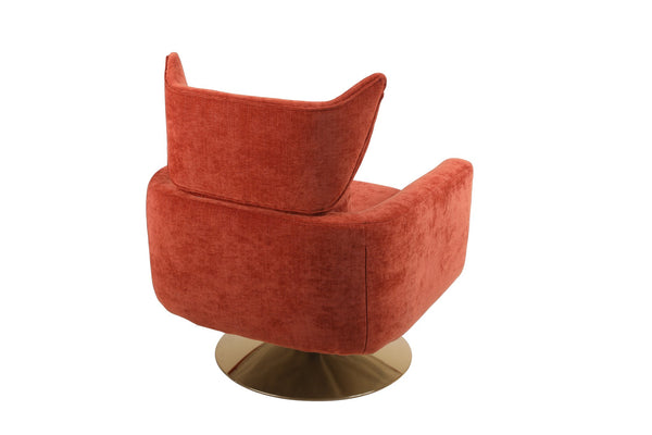 English Elm Classic Mid-Century Swivel Accent Chair with Linen Upholstery, Iron Legs, 300lb Capacity, Modern Comfort Orange W1361104582